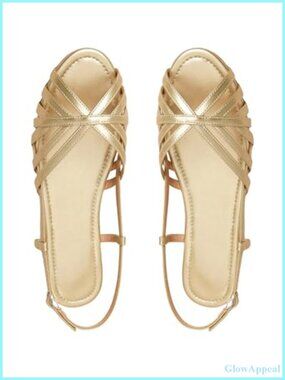 Metallic Slingback Flats Dressy Strappy Wedding Sandals Slip On